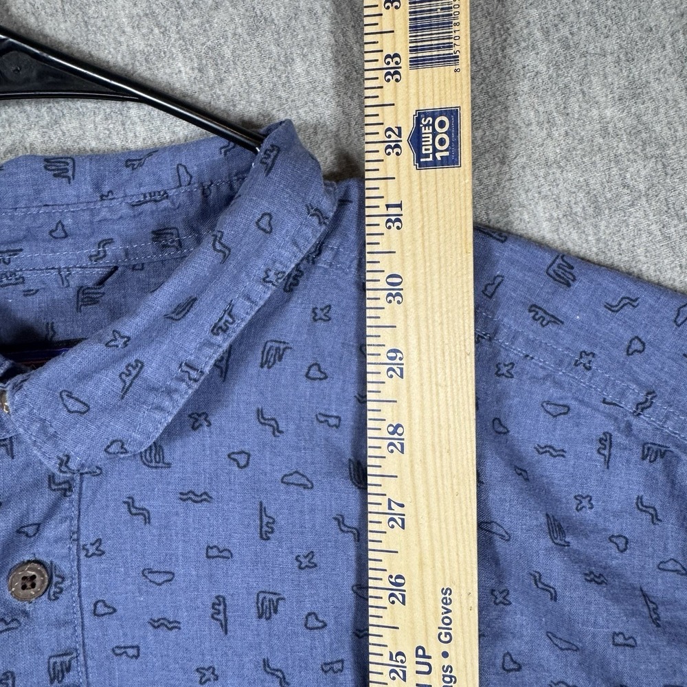 Patagonia Back Step Mens XXL Blue All Over Print Short Sleeve Button Up Shirt - Picture 10 of 12